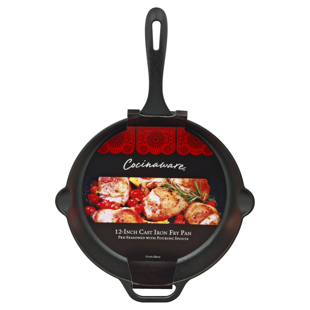 Victoria Seasoned Cast Iron Skillet, Black, 12