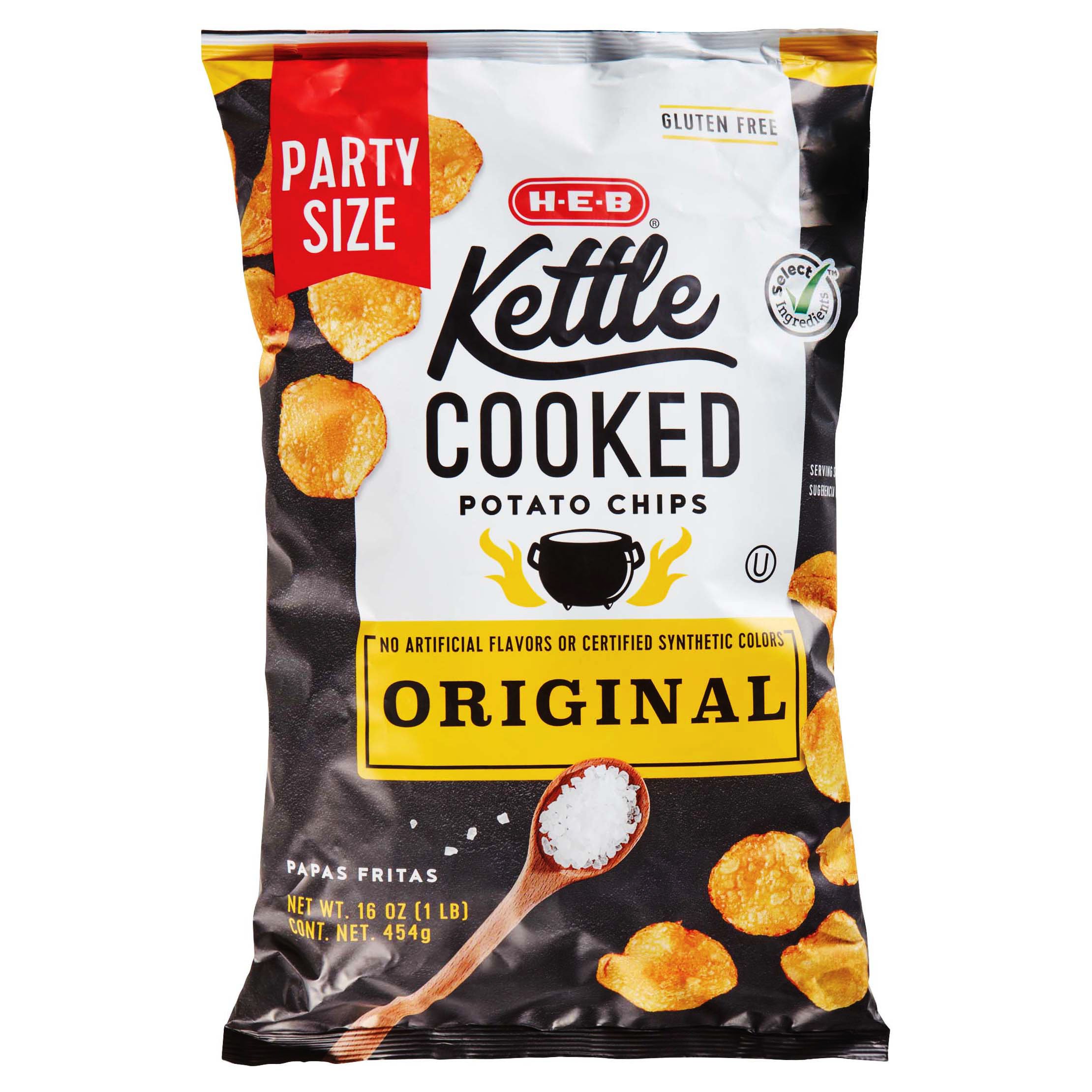 H-E-B Kettle Cooked Original Potato Chips Party Size - Shop Chips at H-E-B