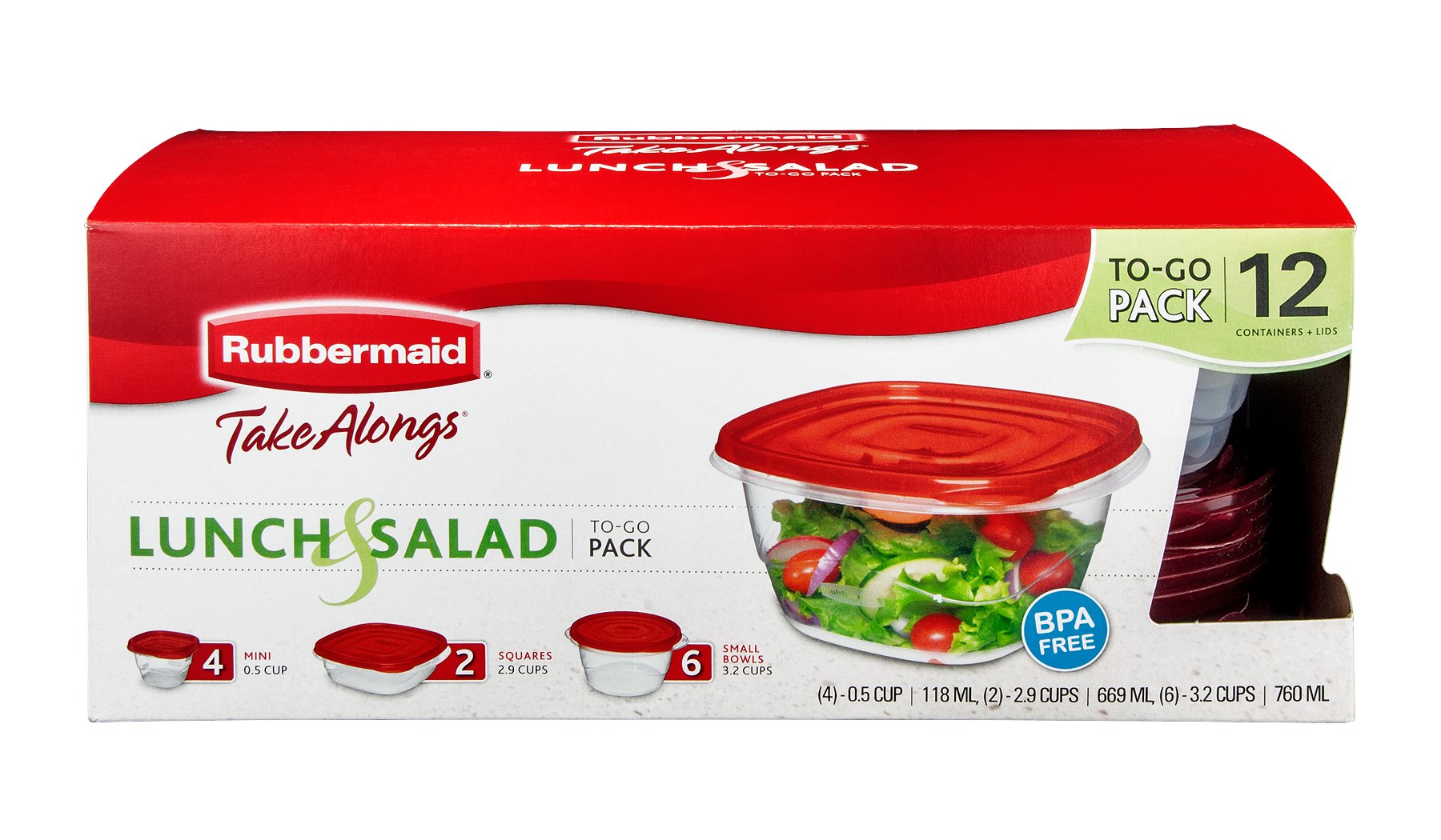 Rubbermaid TakeAlongs Containers + Lids, Small Bowls - 2 containers + lids