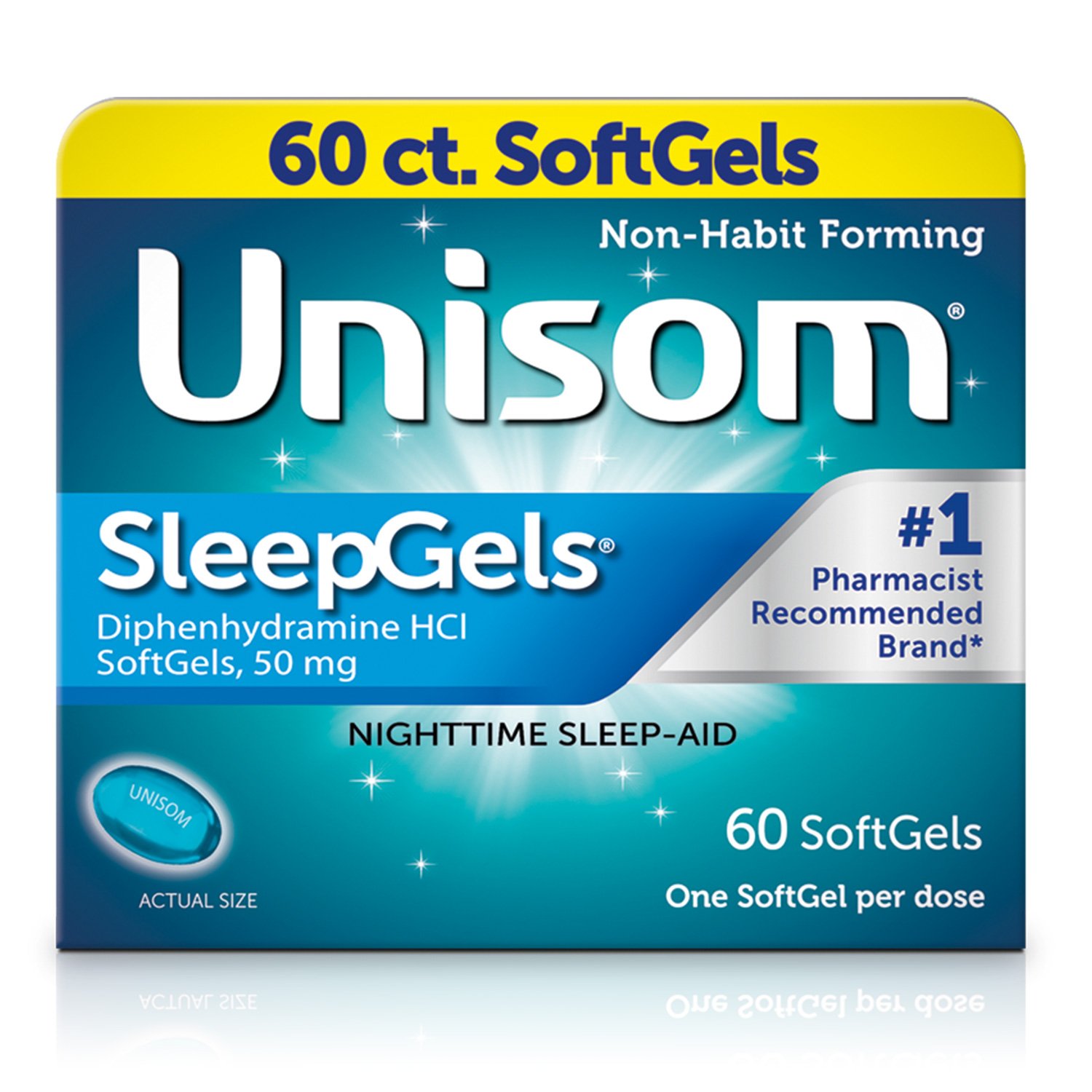 Unisom SleepGels Nighttime Sleep-Aid Diphenhydramine HCl 50 mg Softgels ...