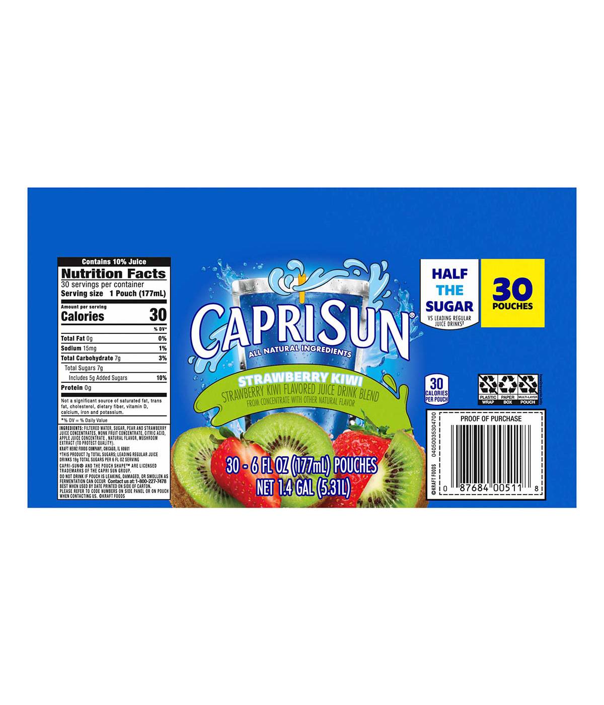 Capri Sun Strawberry Kiwi Juice Drink Blend 30 pk Pouches -  Value Pack; image 2 of 2