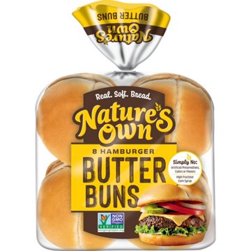 Nature's Own Sliced Hamburger Butter Buns, 8 ct