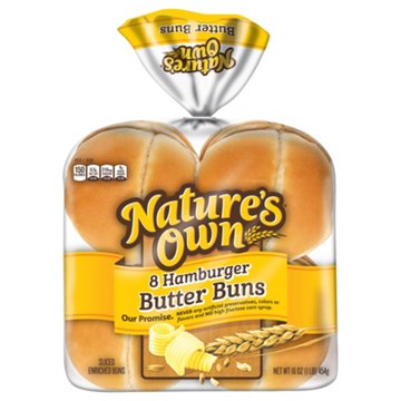 Nature's Own Sliced Hamburger Butter Buns, 8 ct