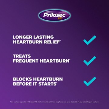 Prilosec OTC Omeprazole Delayed Release Tablets, Acid Reducer for Frequent Heartburn, Wildberry Flavor
