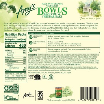 Amy's 18g Protein Broccoli & Cheddar Bake Bowl