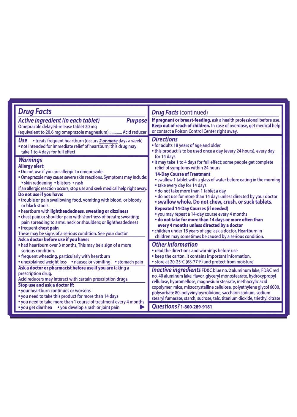 Prilosec OTC Omeprazole Delayed Release Tablets, Acid Reducer for Frequent Heartburn, Wildberry Flavor; image 17 of 18