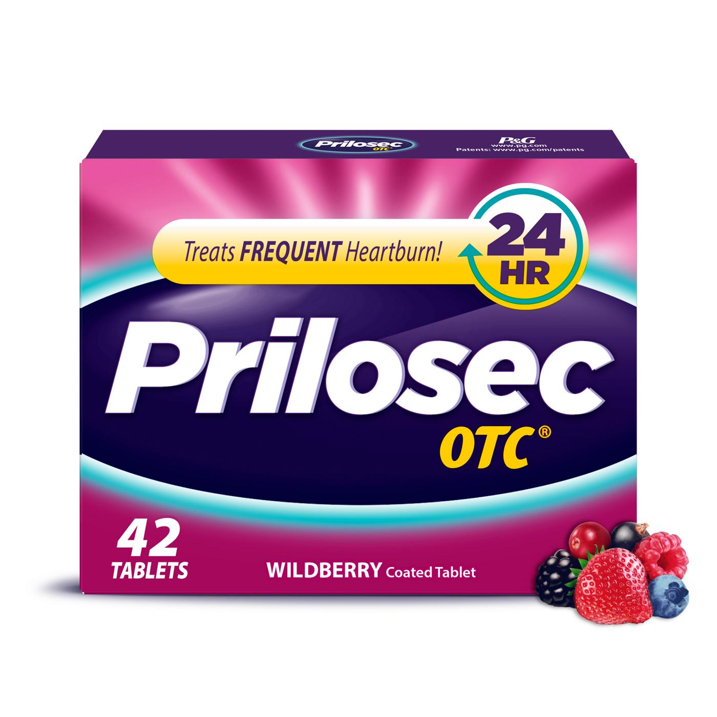 Prilosec OTC Omeprazole Delayed Release Tablets, Acid Reducer for Frequent Heartburn, Wildberry Flavor; image 1 of 18