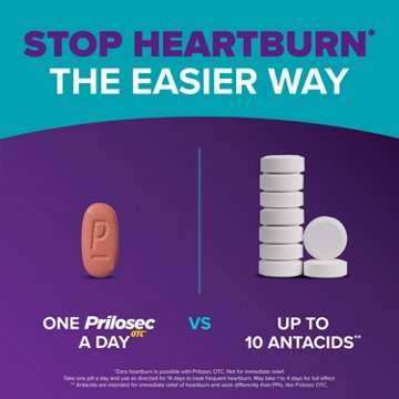 Prilosec OTC Omeprazole Delayed Release Tablets, Acid Reducer for Frequent Heartburn, Wildberry Flavor