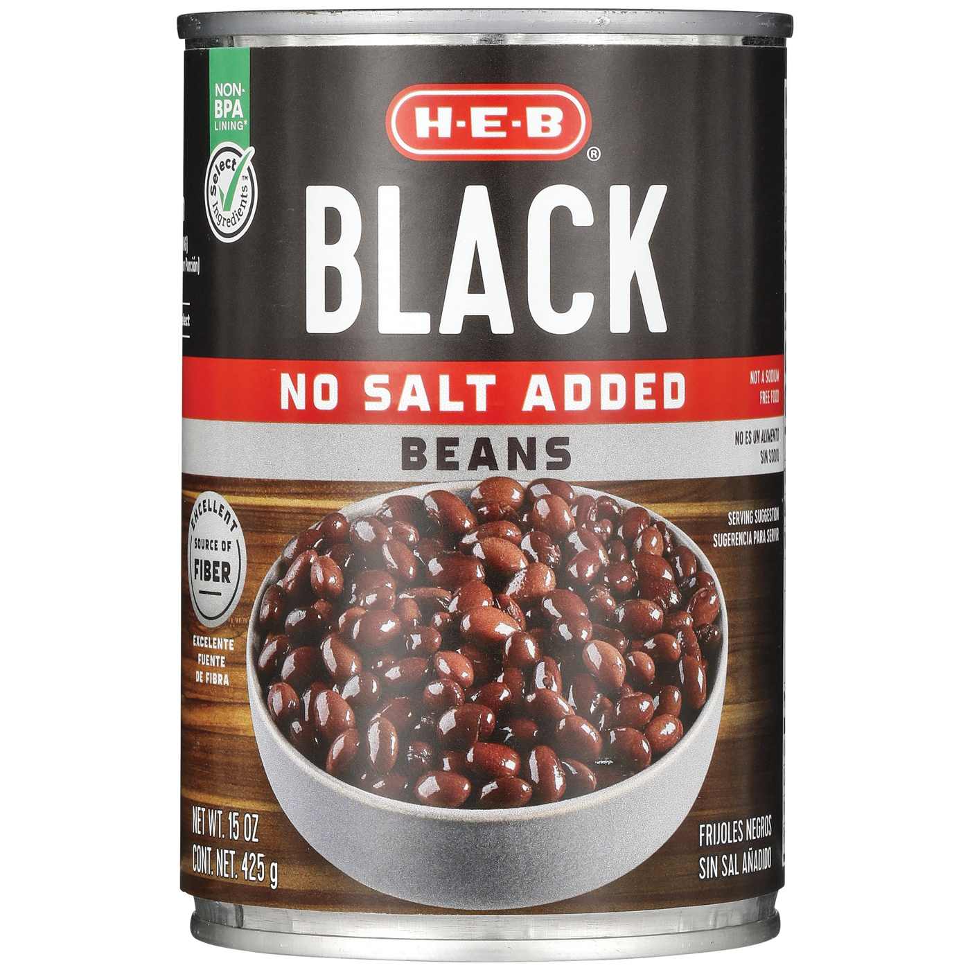 H-E-B No Salt Added Black Beans; image 1 of 2