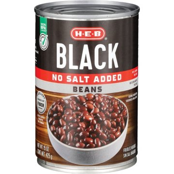 H-E-B No Salt Added Black Beans, 15 oz