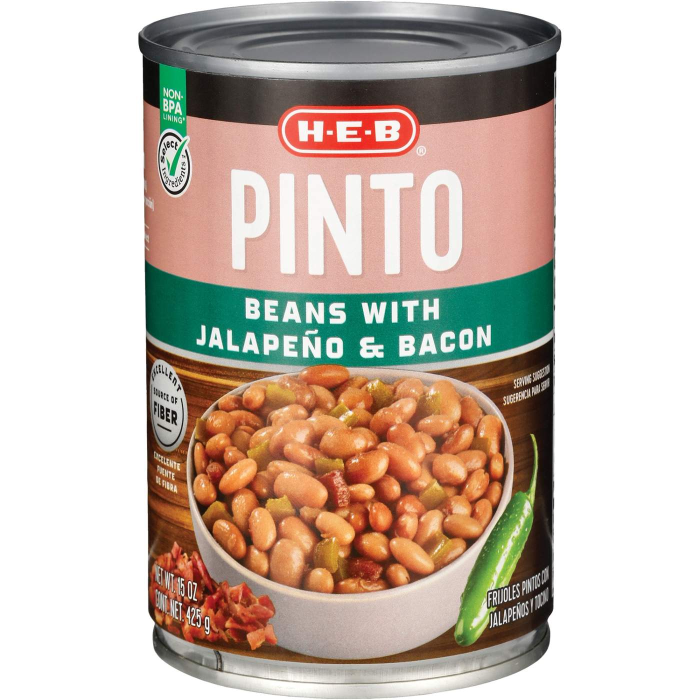 H-E-B Pinto Beans with Jalapenos & Bacon; image 2 of 2