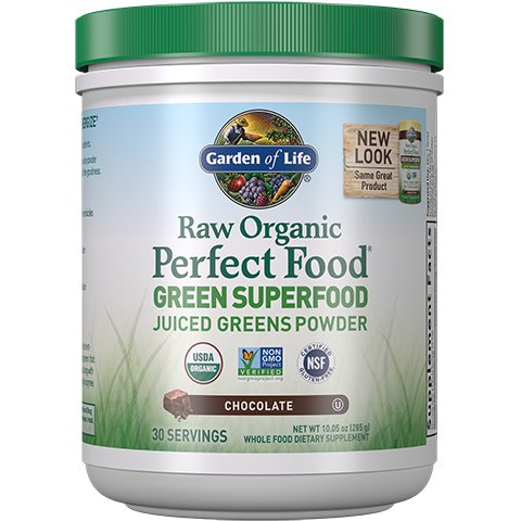 Garden of Life Raw Organic Perfect Food Green Superfood Juiced Greens Powder - Chocolate, 10.05 oz