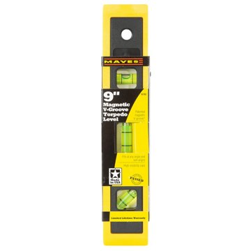 Mayes Professional Torpedo Level with Magnetic V-Groove Edge, 9"
