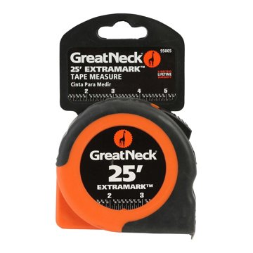 Great Neck ExtraMark™ Rubber Grip Tape Measure, 25'