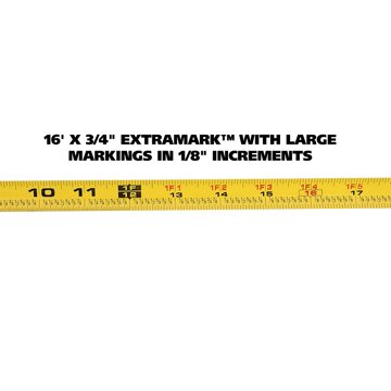 Great Neck ExtraMark™ Rubber Grip Tape Measure, 16'
