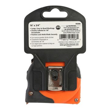 Great Neck ExtraMark™ Rubber Grip Tape Measure, 16'