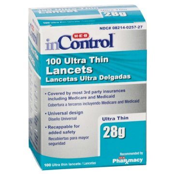 H-E-B InControl Ultra Thin Lancets - 28 Gauge, 100 ct