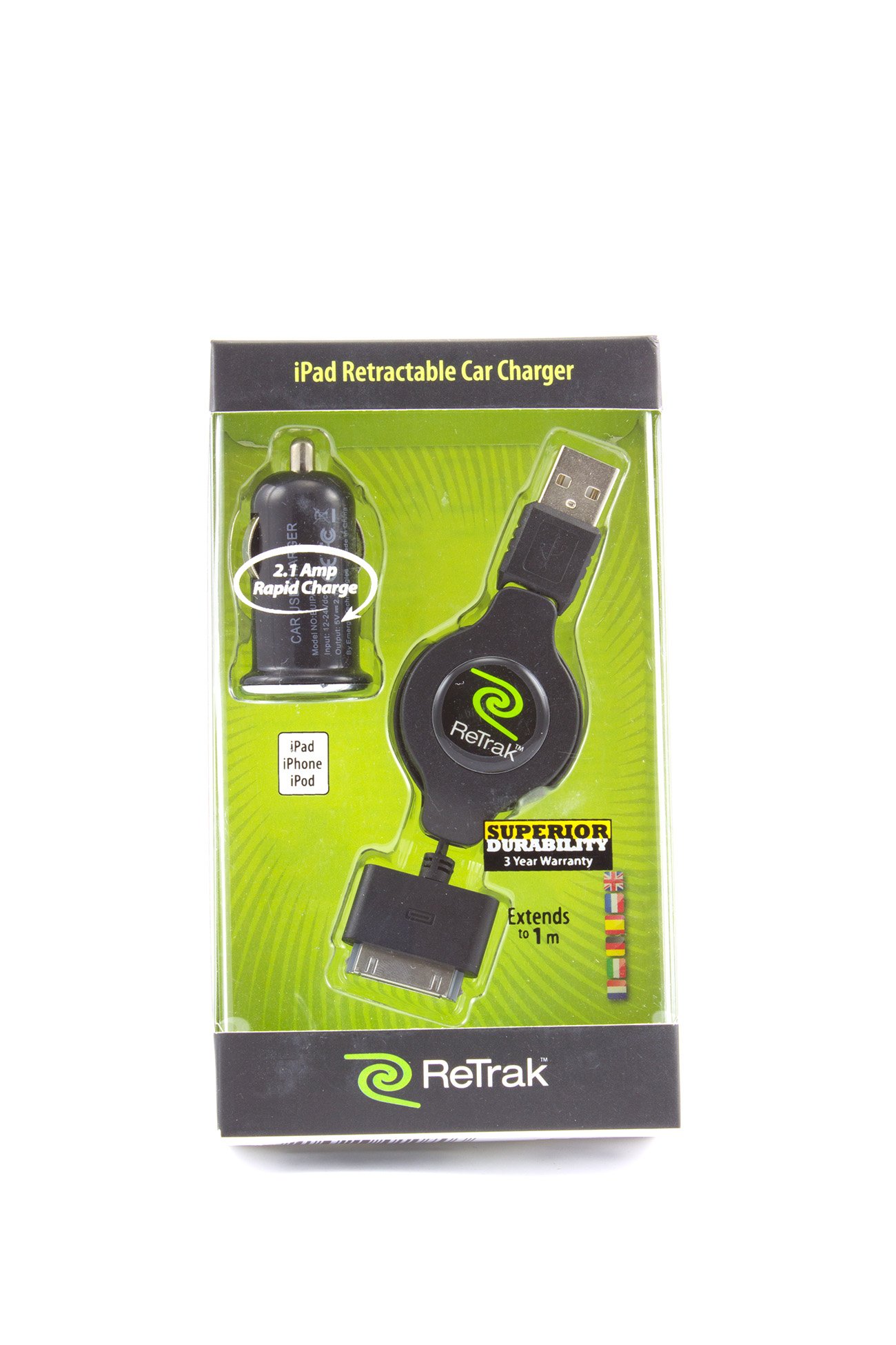 ReTrak 30-Pin Connector Retractable Cable & Car Charger - Shop Extension  Cords at H-E-B