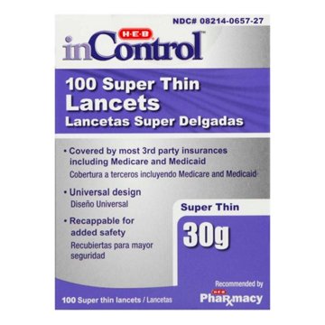 H-E-B InControl Super Thin Lancets - 30 Gauge, 100 ct