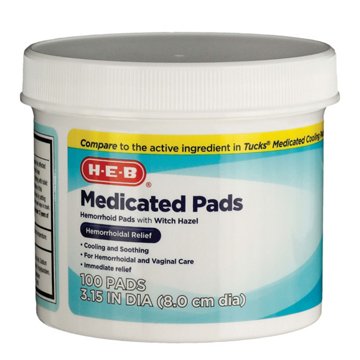 H-E-B Medicated Hemorrhoid Pads with Witch Hazel, 100 ct
