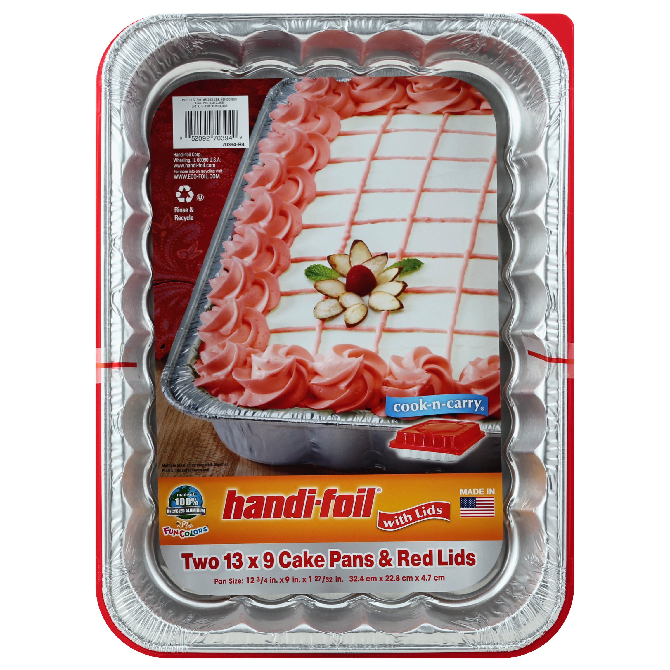 HandiFoil Fun Colors 13x9 in Cake Pans with Red Lids Shop Disposable