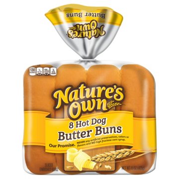Nature's Own Sliced Hot Dog Butter Buns, 8 ct
