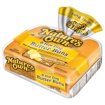 Nature's Own Sliced Hot Dog Butter Buns, 8 ct