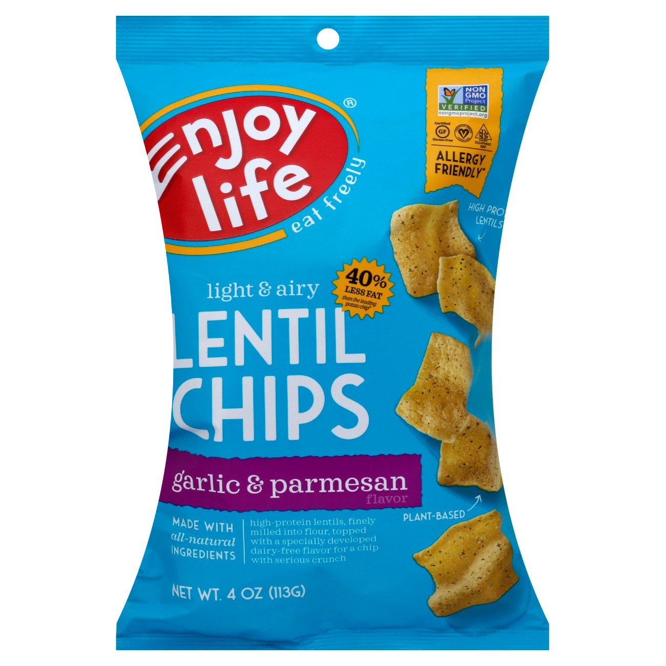 Enjoy Life Gluten Free Allergy Friendly Garlic & Parmesan Lentil Chips ...