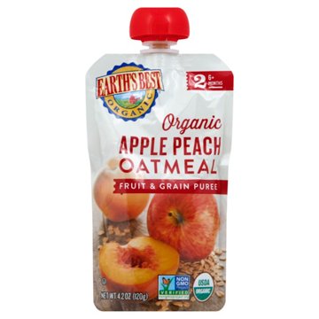 Earth's Best Organic Apple Peach Oatmeal Pouch, 4.2 oz
