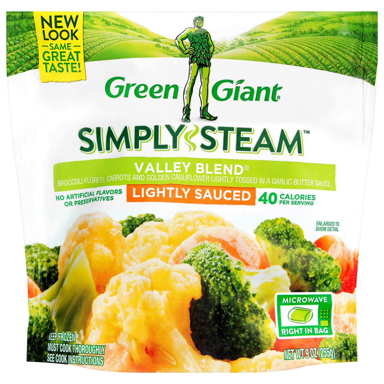 Green Giant Simply Steam Lightly Sauced Valley Blend - Broccoli, Carrots & Cauliflower, 9 oz