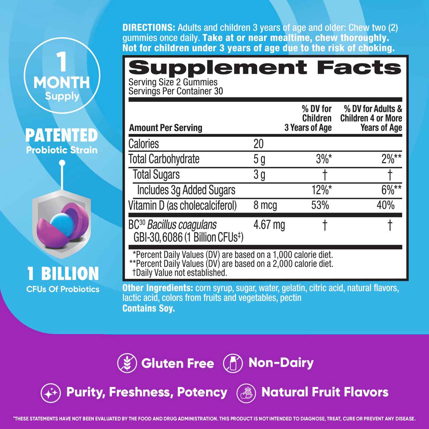 Digestive Advantage Daily Probiotic Gummies - Natural Fruit Flavors; image 5 of 9