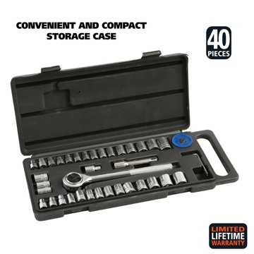 Great Neck Drive Ratchet & Socket Set with Carry Case, 40 pc