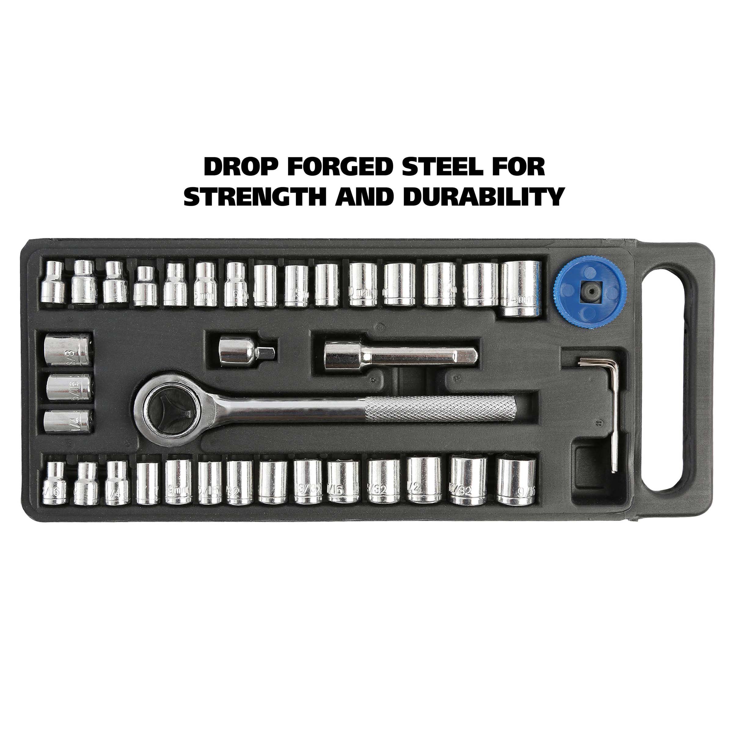 Great Neck Drive Ratchet & Socket Set with Carry Case - Shop Hand