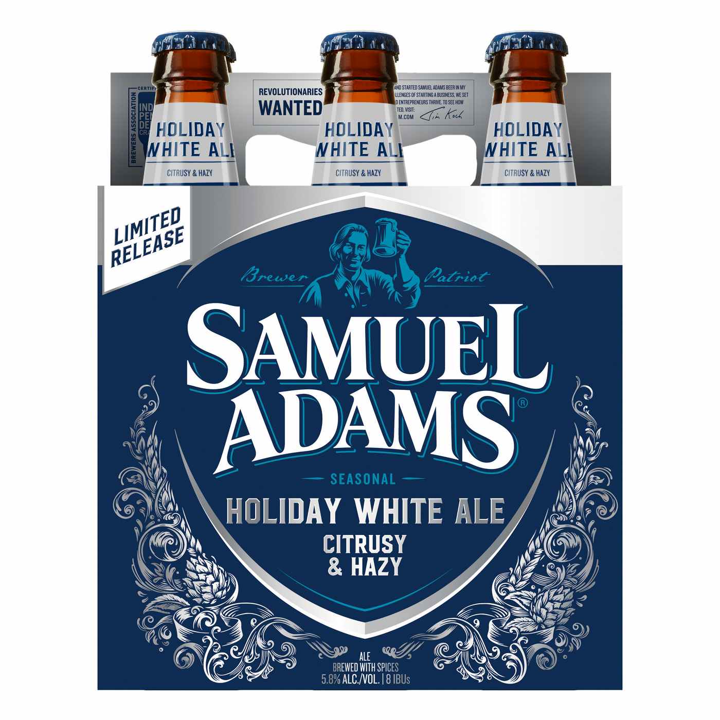 Samuel Adams Holiday White Ale Seasonal Beer 6 Pk Bottles; image 1 of 3