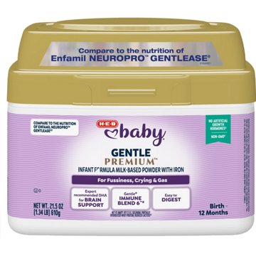 H-E-B Baby Premium Milk-Based Powder With Iron Infant Formula - Gentle, 21.5 oz