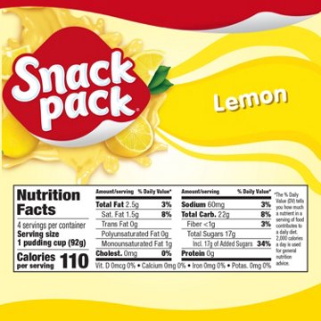 Snack Pack Lemon Pudding Cups, 4 ct