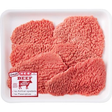 H-E-B Beef Cube Steak Value Pack, USDA Select, 6-7 steaks, Avg. 1.83 lbs