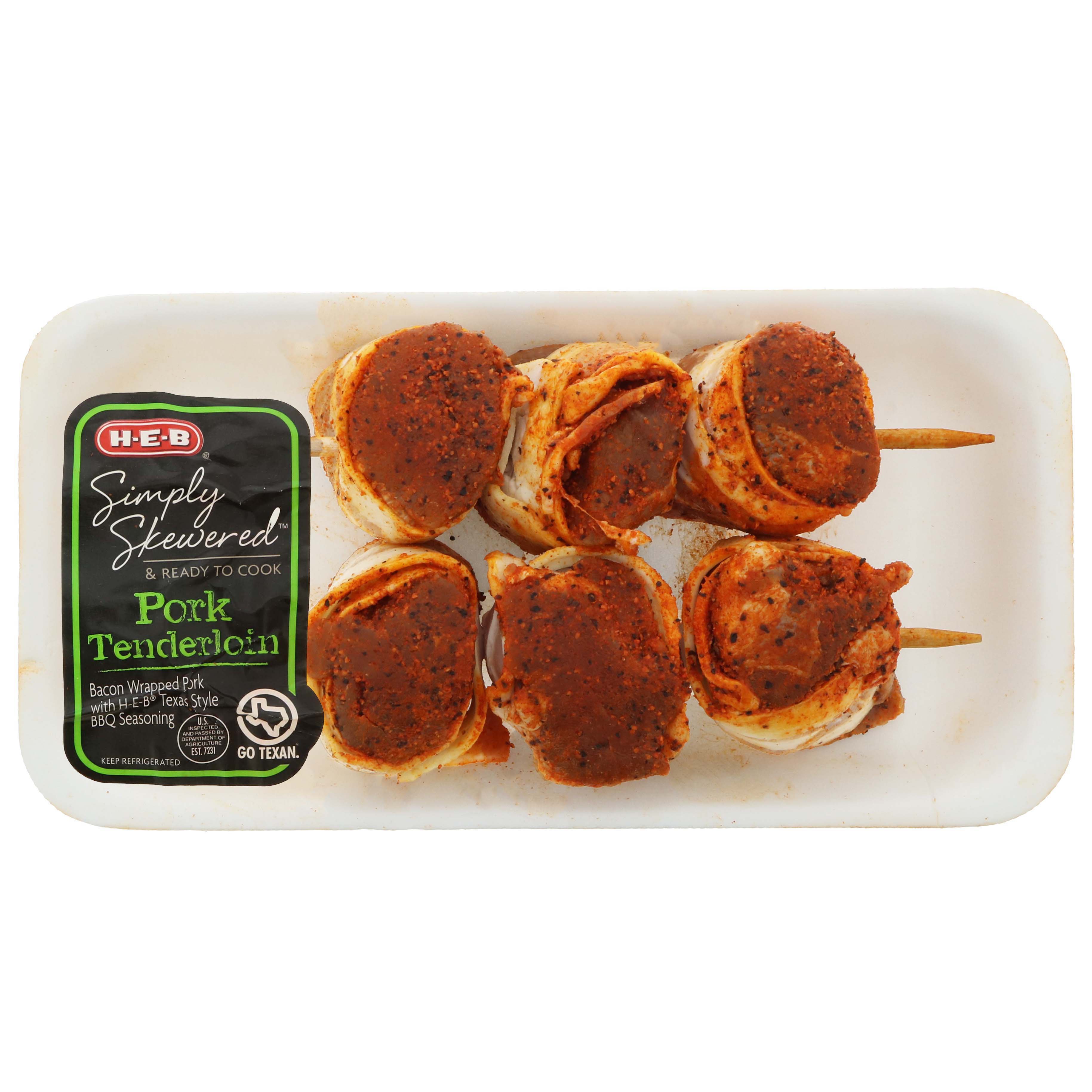 HEB Pork Tenderloin Skewers Bacon Wrapped Seasoned Texas Style Shop