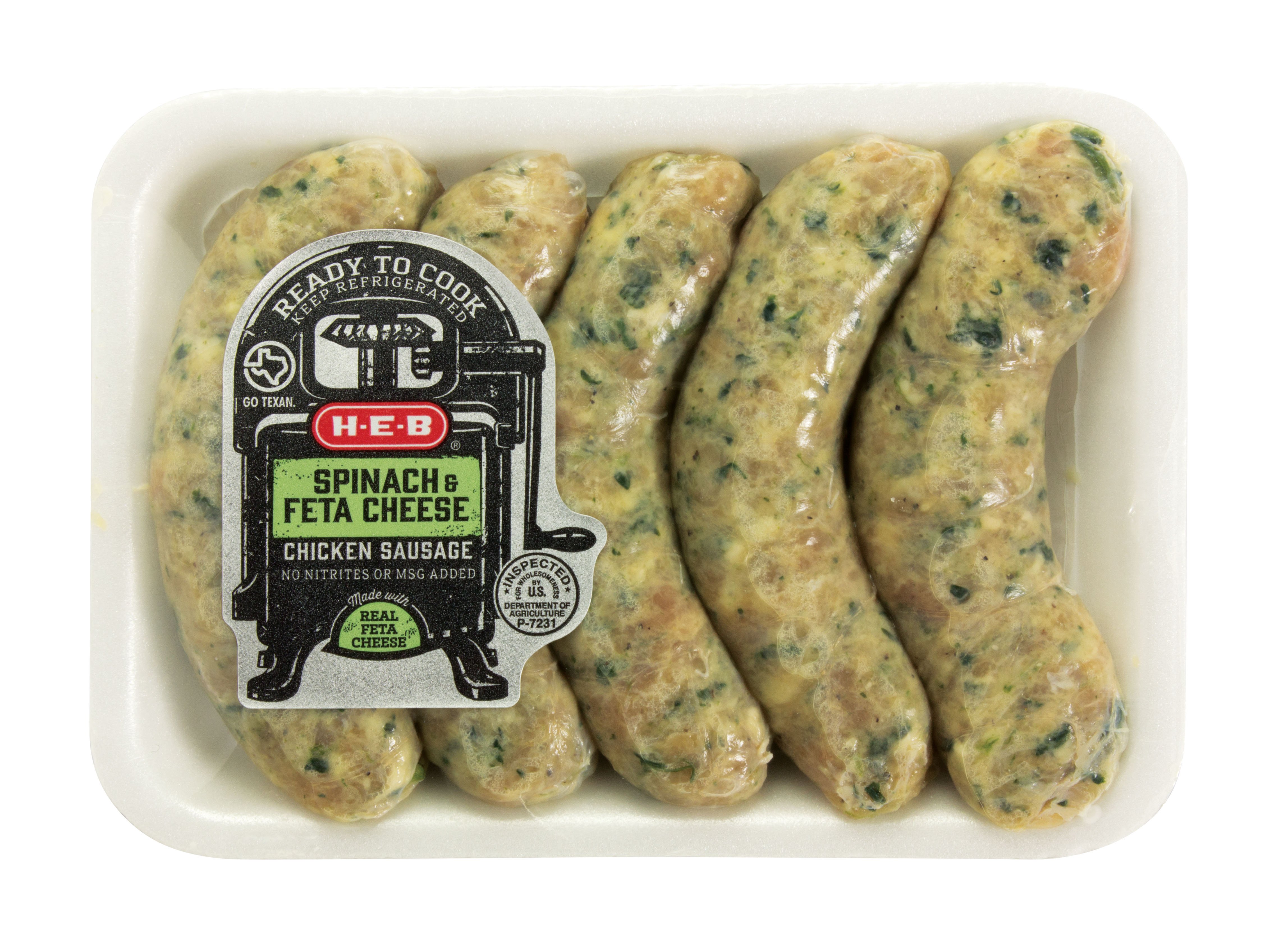 HEB Chicken Sausage with Spinach & Feta Cheese Shop Sausage at HEB