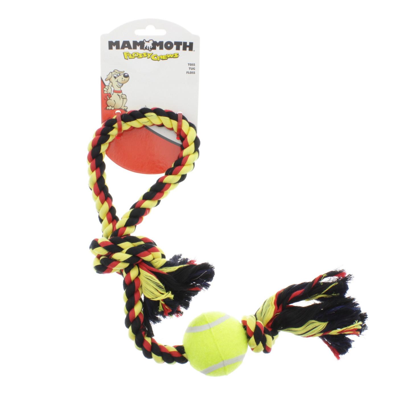 Mammoth Flossy Chews Pull Tug With Tennis Ball Size Medium, Assorted ...