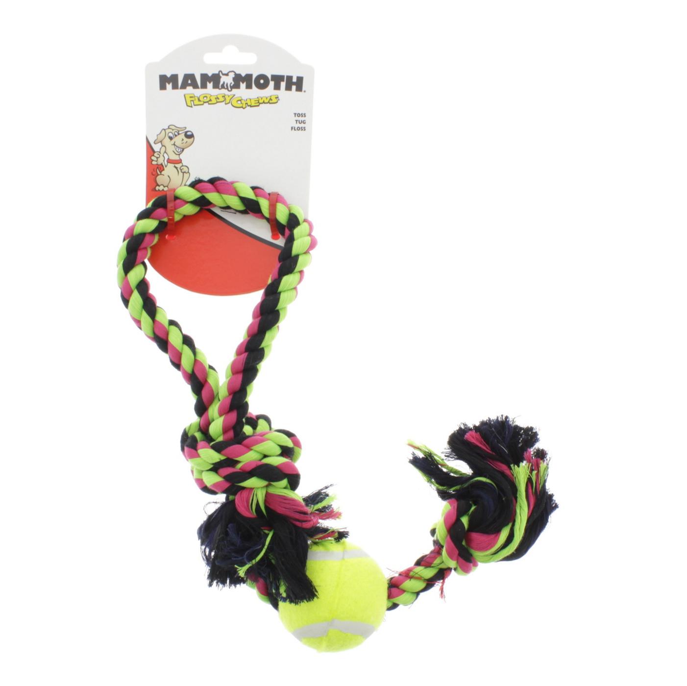 Mammoth Flossy Chews Pull Tug With Tennis Ball Size Medium, Assorted ...