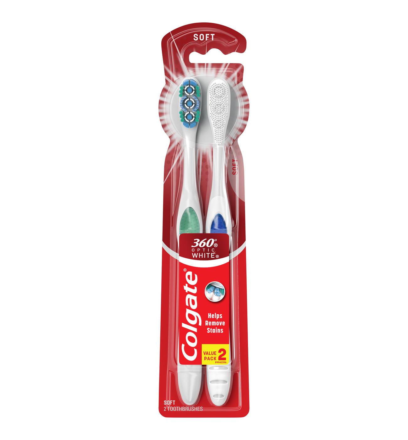 Colgate 360 Optic White Toothbrushes - Soft; image 1 of 11