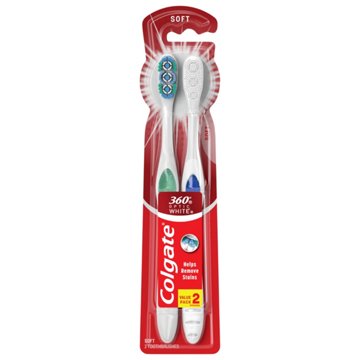 Colgate 360 Optic White Toothbrushes - Soft, 2 pk
