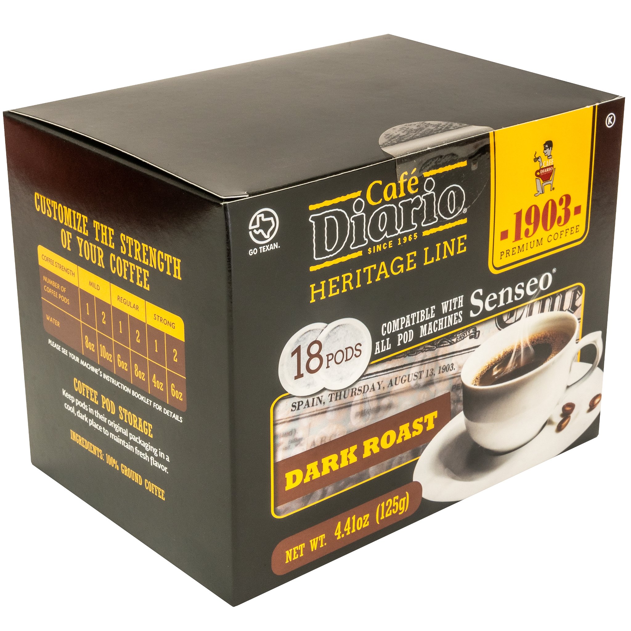 Cafe Diario Heritage Line Dark Roast Single Serve Coffee Pods Shop