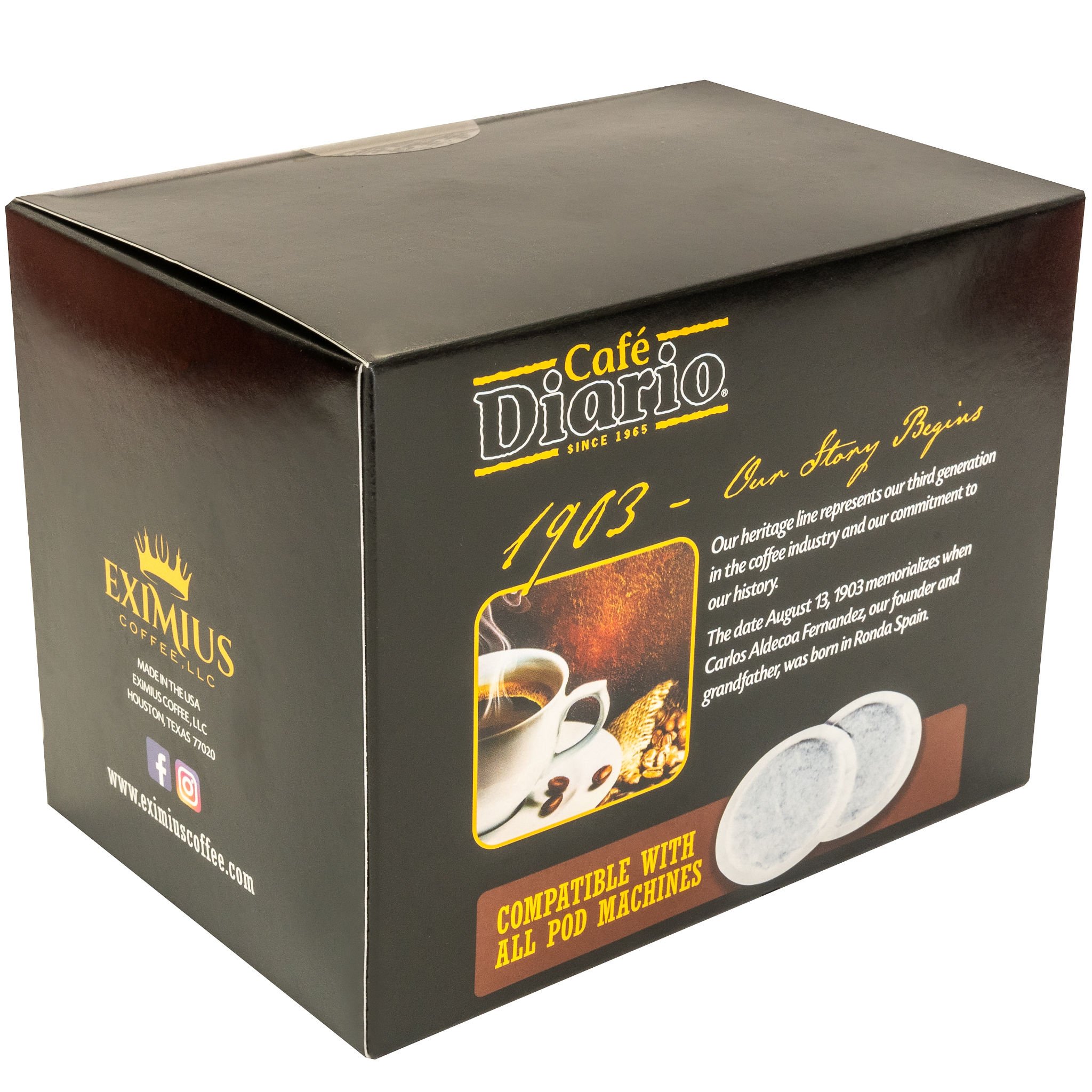 Cafe Diario Heritage Line Dark Roast Single Serve Coffee Pods