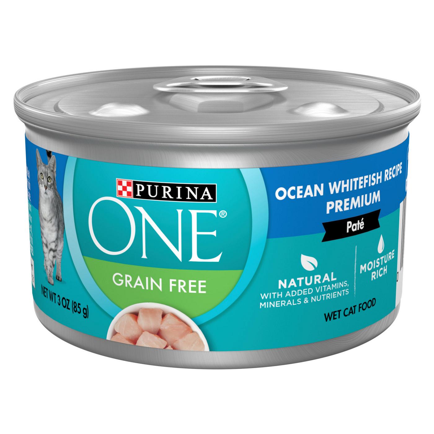 Purina ONE Purina ONE Natural, High Protein, Grain Free Wet Cat Food Pate, Ocean Whitefish Recipe; image 1 of 6