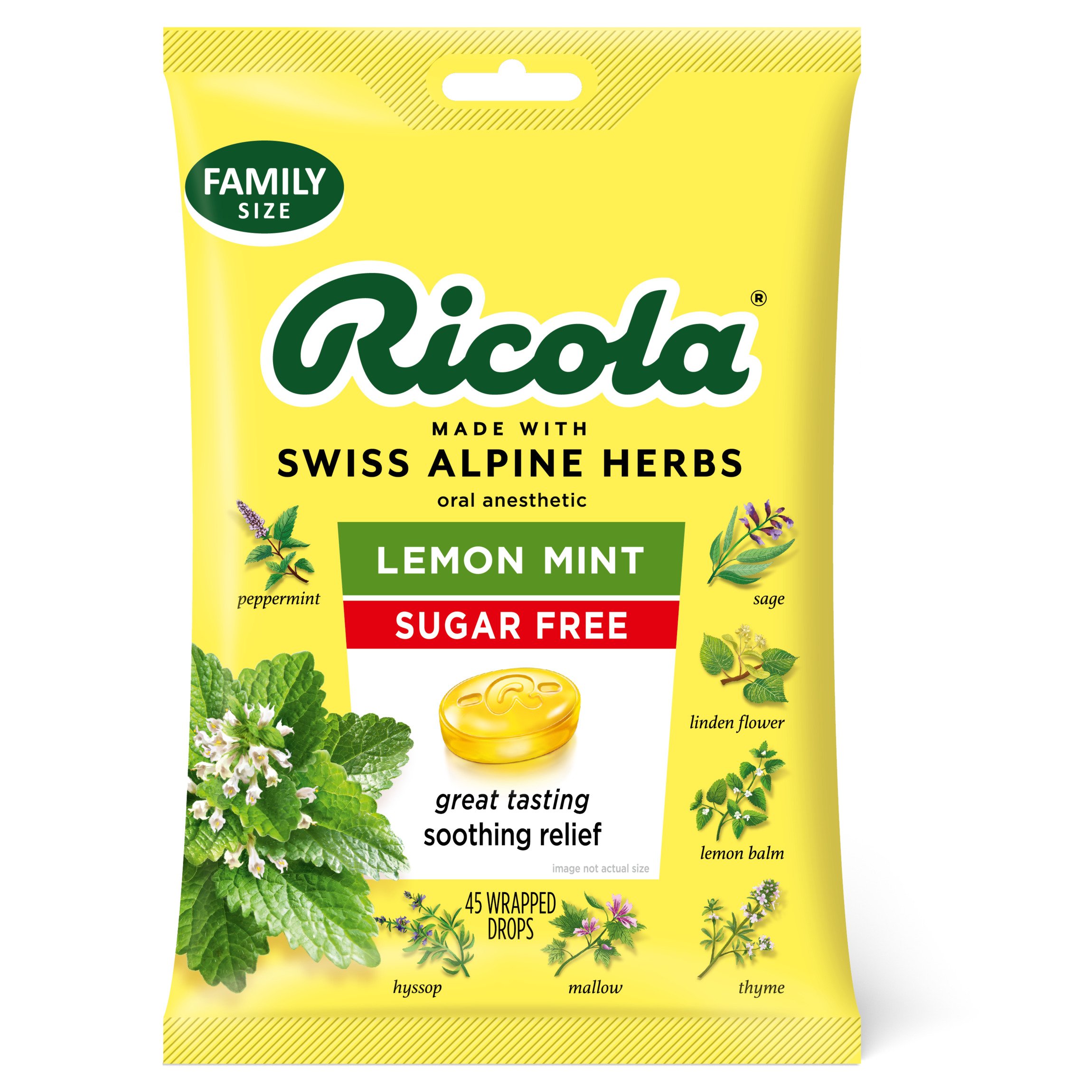 Ricola Sugar Free Throat Drops Lemon Mint Shop Cough, cold & flu at