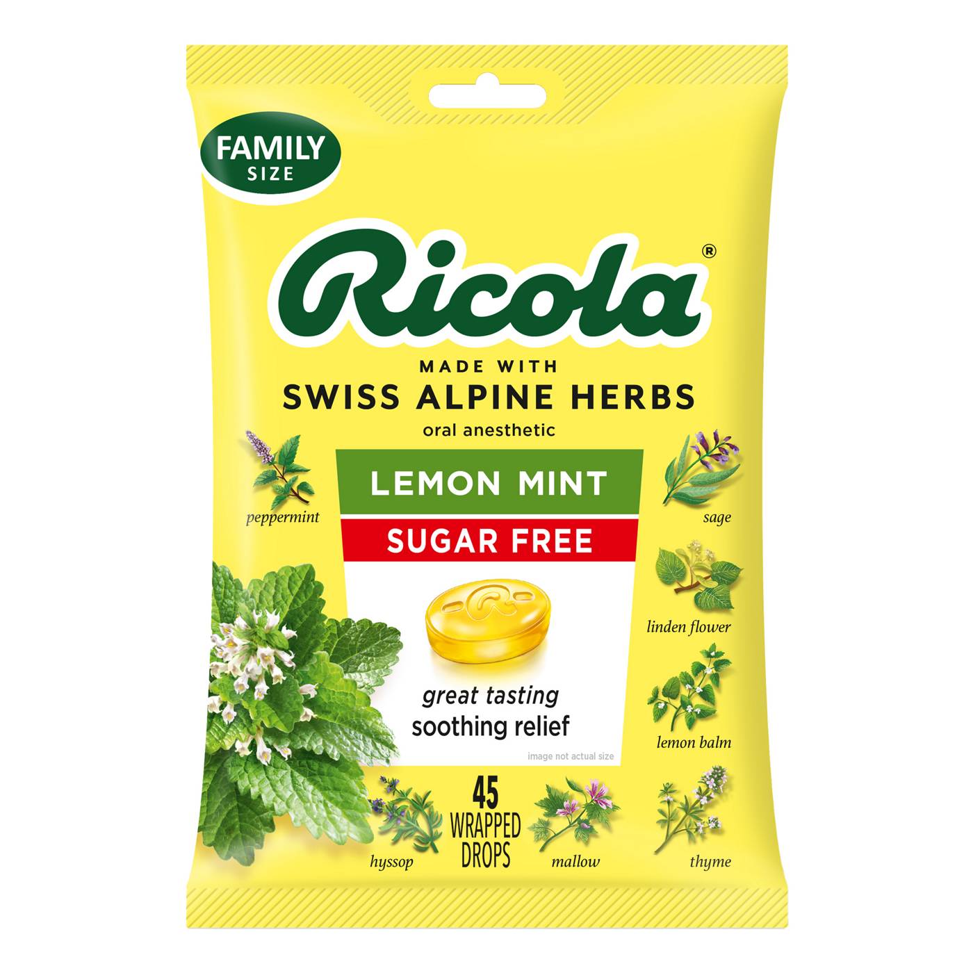 Ricola Sugar Free Throat Drops - Lemon Mint; image 1 of 8