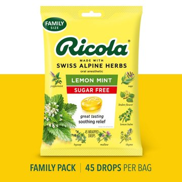 Ricola Sugar Free Throat Drops - Lemon Mint, 45 ct