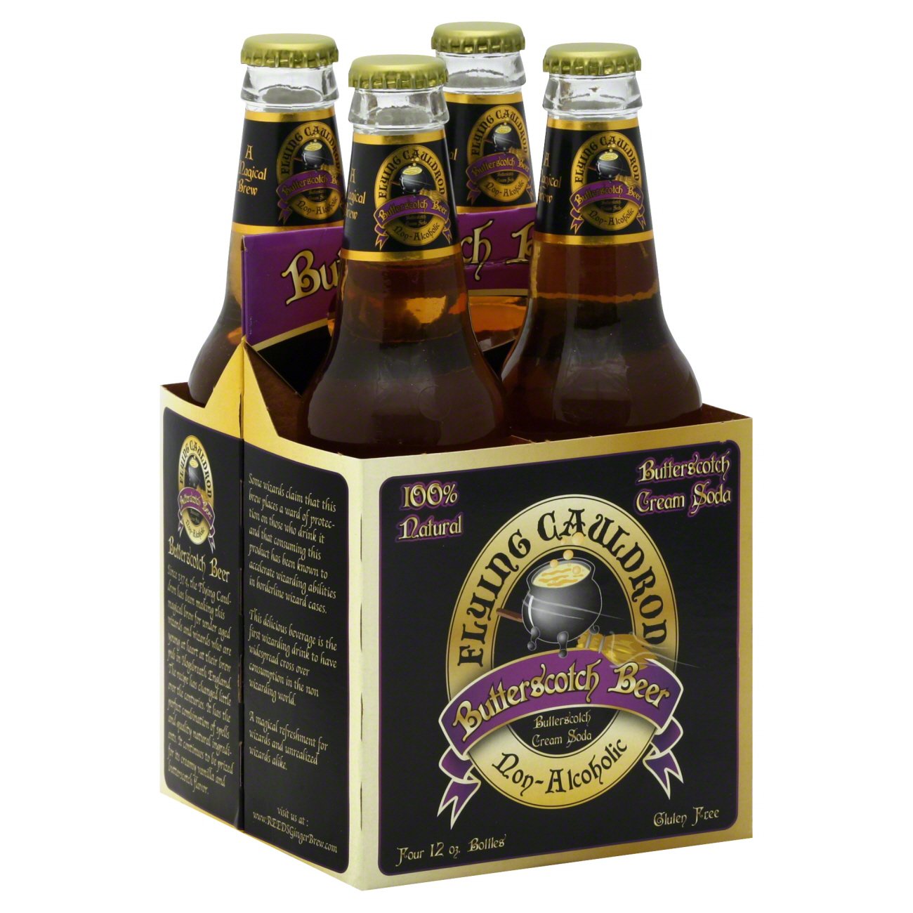 Flying Cauldron Butterscotch Beer NonAlcoholic Soda 12 oz Bottles